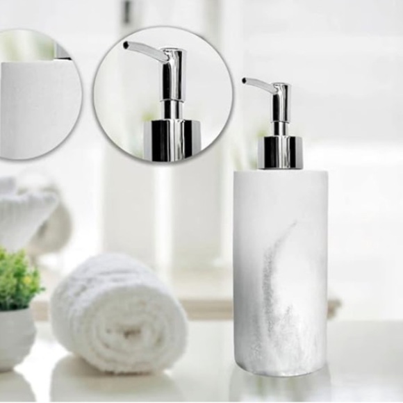 Todays Living Marble Elite Bath Accessory Set Lux White Grey Resin 4 Piece Set - Picture 8 of 15
